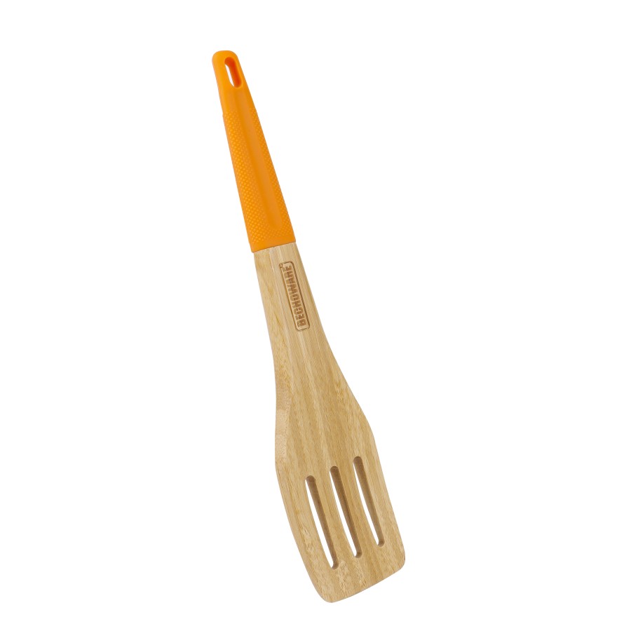 BECHOWARE Wooden Slotted Turner Spatula 32cm - Orange