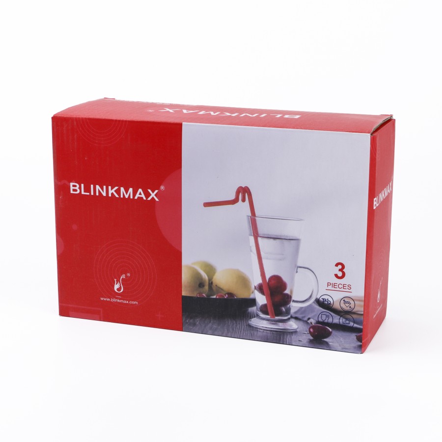 BLINKMAX 3pc Juice Glass Mug Tumbler Set Transparent Drinkware 275ml