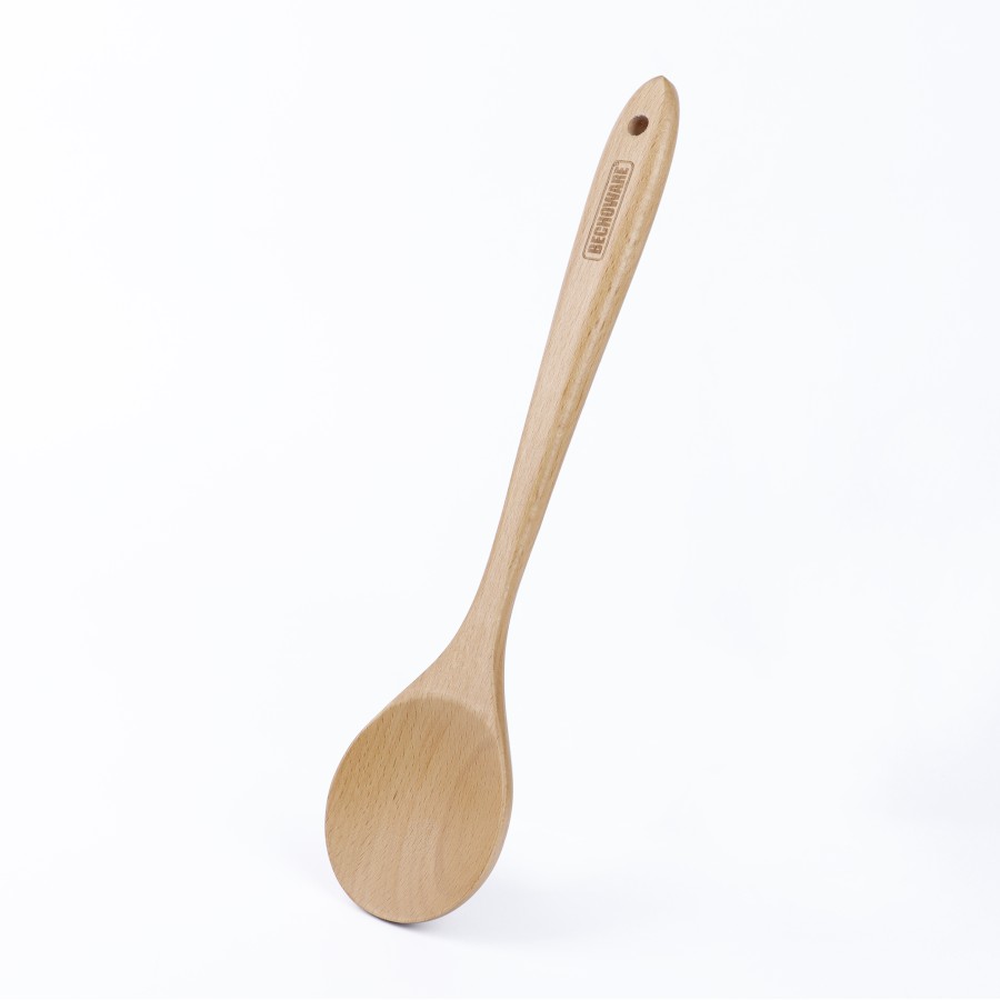 BECHOWARE Wooden Deep Basting Spoon 33cm