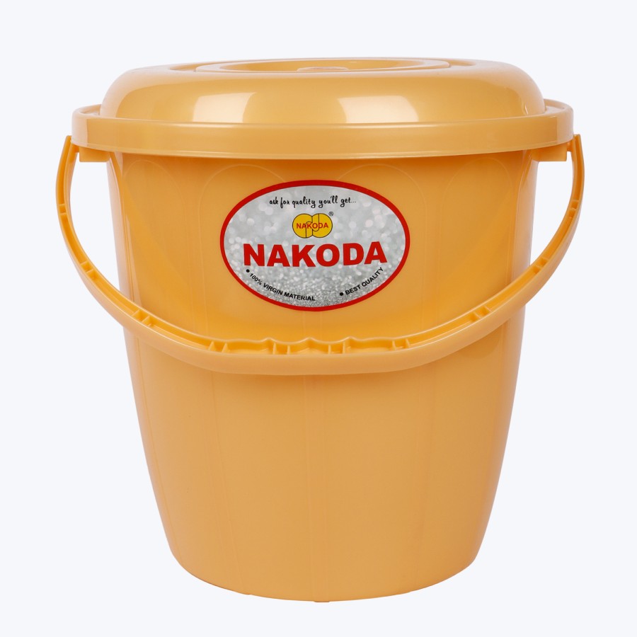 NAKODA Plastic Turbo Bucket With Lid  16L - Peach