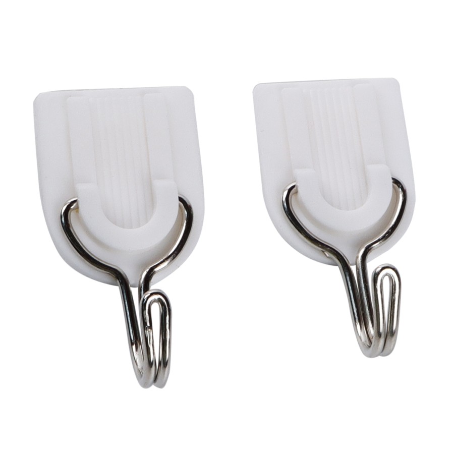 Generic 6pc Stainless Steel Adhesive Hooks - White