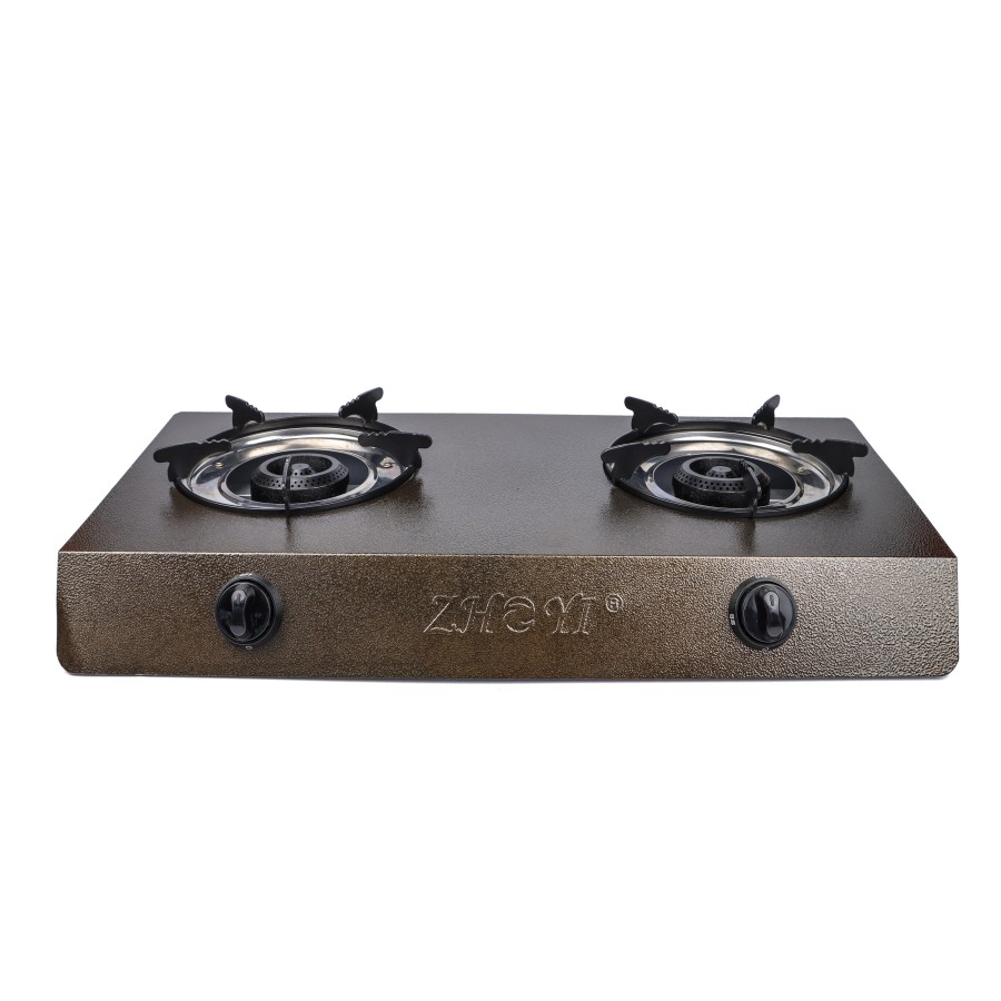 ZHOYI Stainless Steel Double Burner Tabletop Gas Stove - Brown