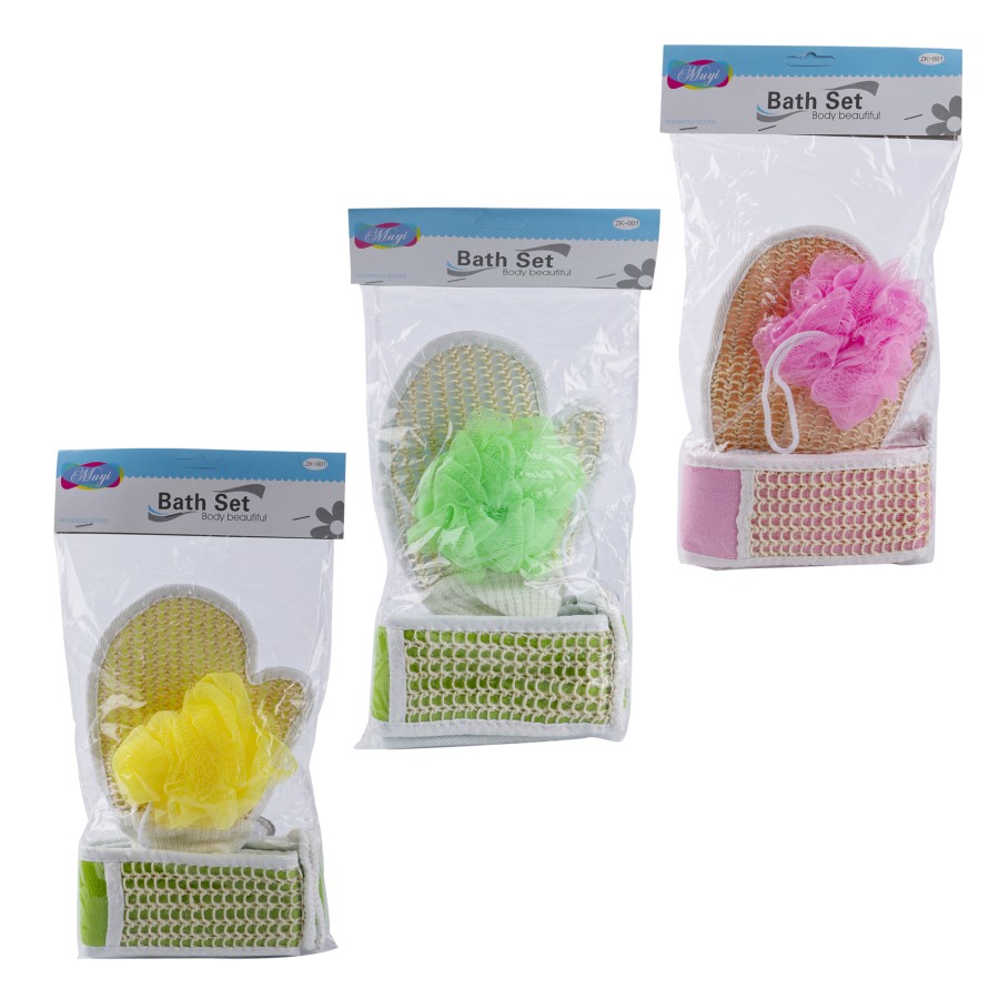 Generic 3pc Bath Leaf Loofah Scrubber Combo Pack - 3 Color Pack