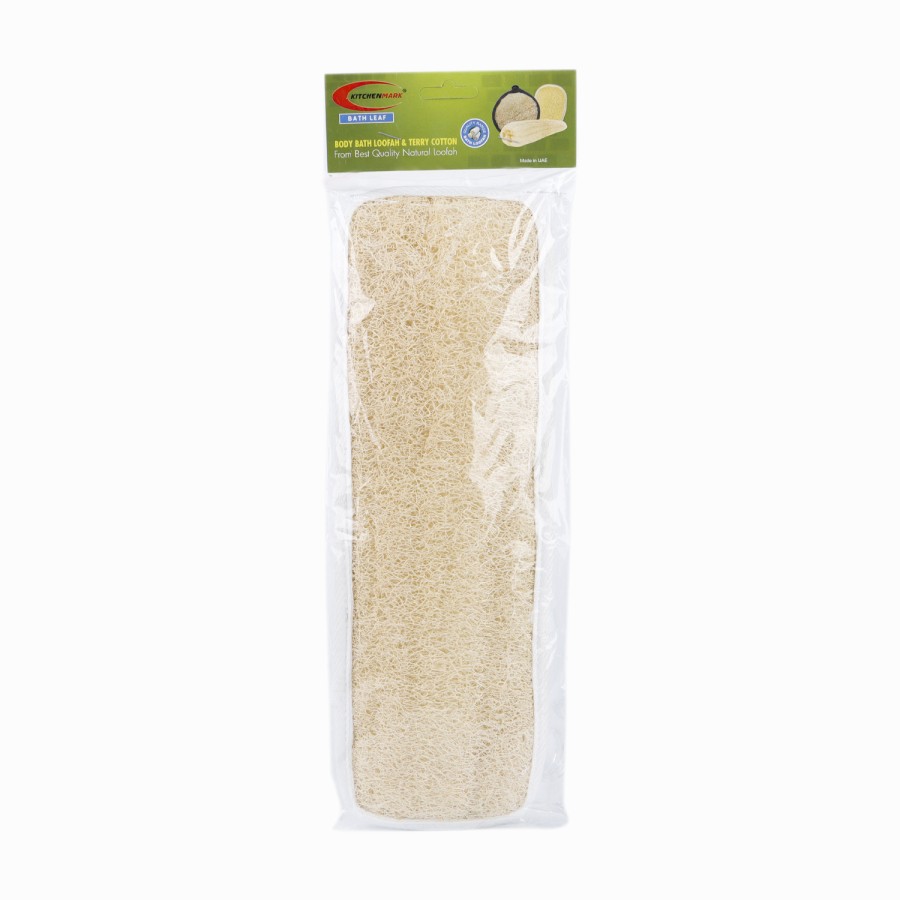 KITCHENMARK Long Natural Loofah Bath Leaf 35cm - Pack of 12 - White