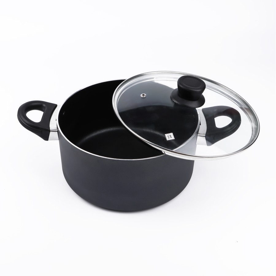 KITCHENMARK 2-way Non Stick Casserole with Glass Lid 22cm - Black