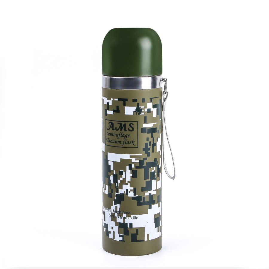 Generic Vacuum Thermos Stainless Steel Bottle 500 mL - Military Green