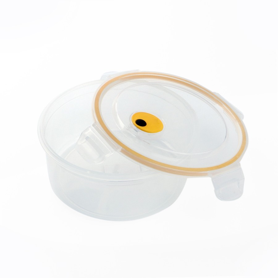 Generic Round Airtight Food Container with Steam Hole 1200ml - Clear Yellow