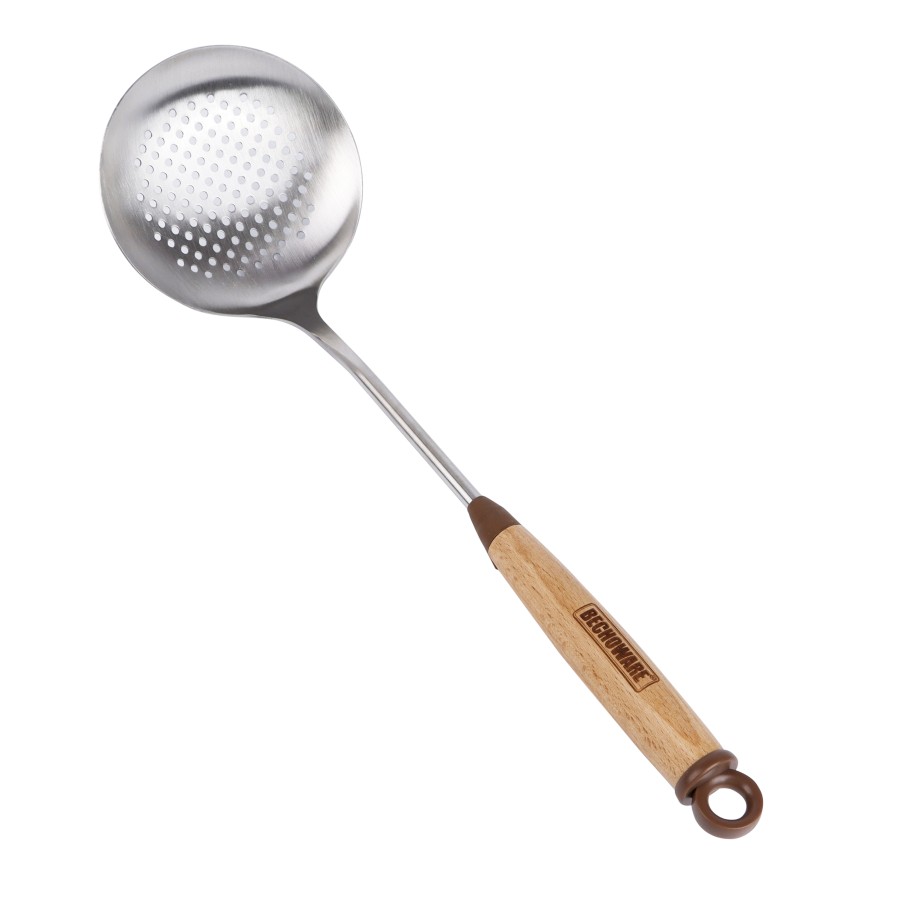 BECHOWARE Stainless Steel Wooden Handle Skimmer 40cm