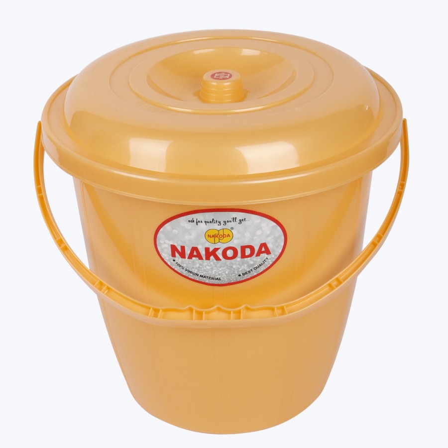 NAKODA Plastic Turbo Bucket With Lid  16L - Peach