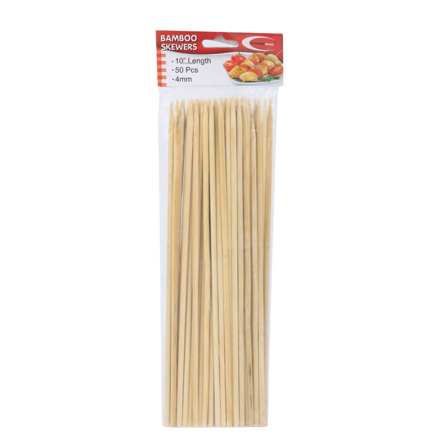 KITCHENMARK 50pc Bamboo BBQ Skewers Pack - 25cm