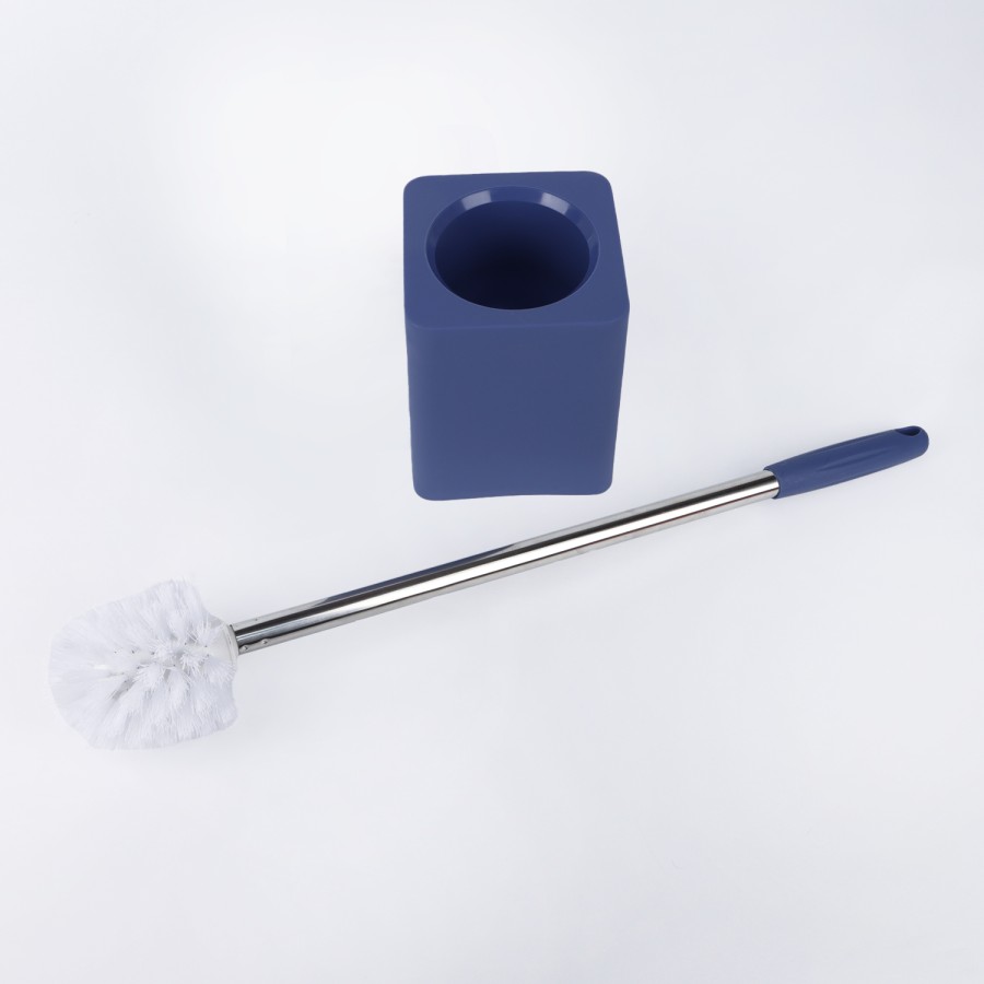 Oaxy Steel Handle Toilet Brush with Stand 58cm - 2 Color Pack