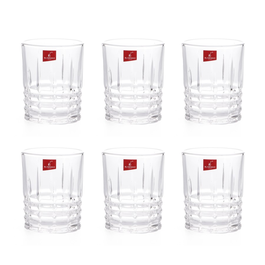 BLINKMAX 6pc Water Glass Tumbler Set Transparent Drinkware 350ml