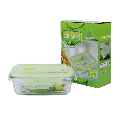 Generic Glass Storage Food Container 640ml - Green