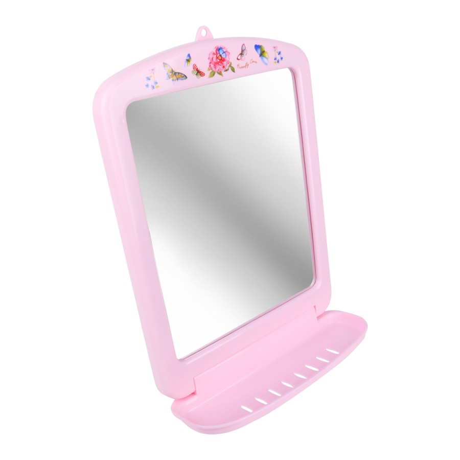 Generic Wall Mount Makeup Mirror 40x30cm - Pink