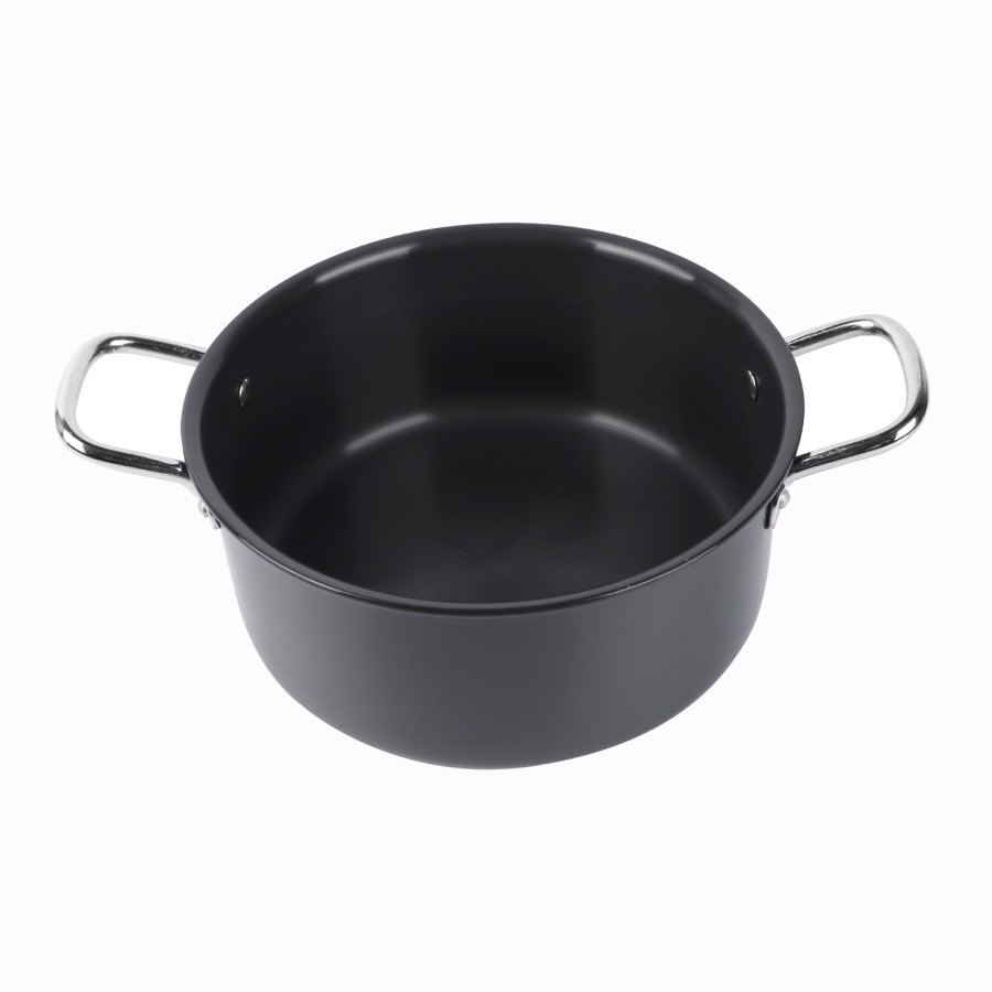 KITCHENMARK Hard Anodized Stockpot Aluminum Cooking Pot with Lid 24cm - Black