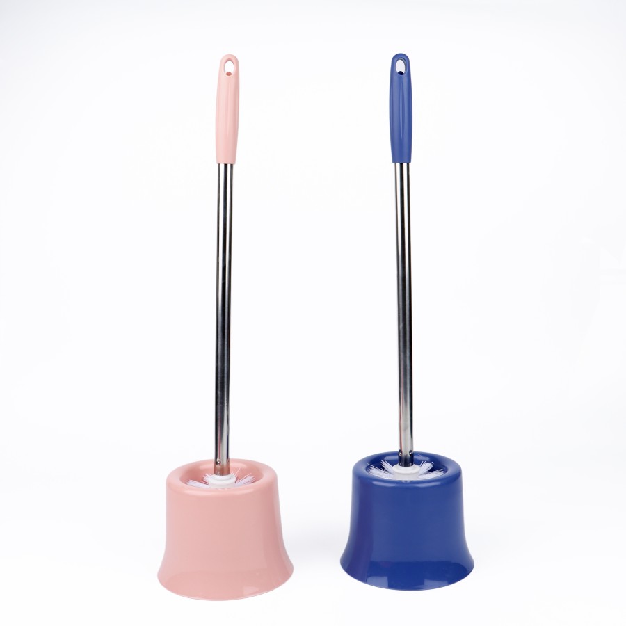 Oaxy Steel Toilet Cleaning Brush with Stand 51cm - 2 Color Pack