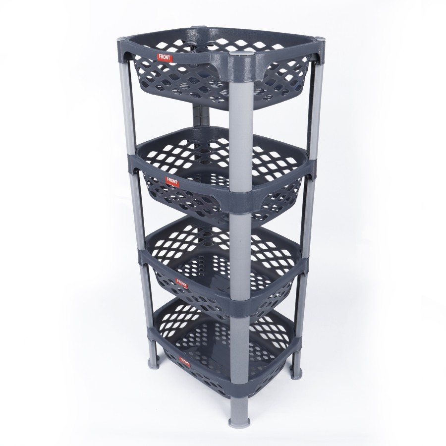 Nakoda Prestige Plastic Rectangle Rack 4 Tier Small 80x25.5cm - Grey 