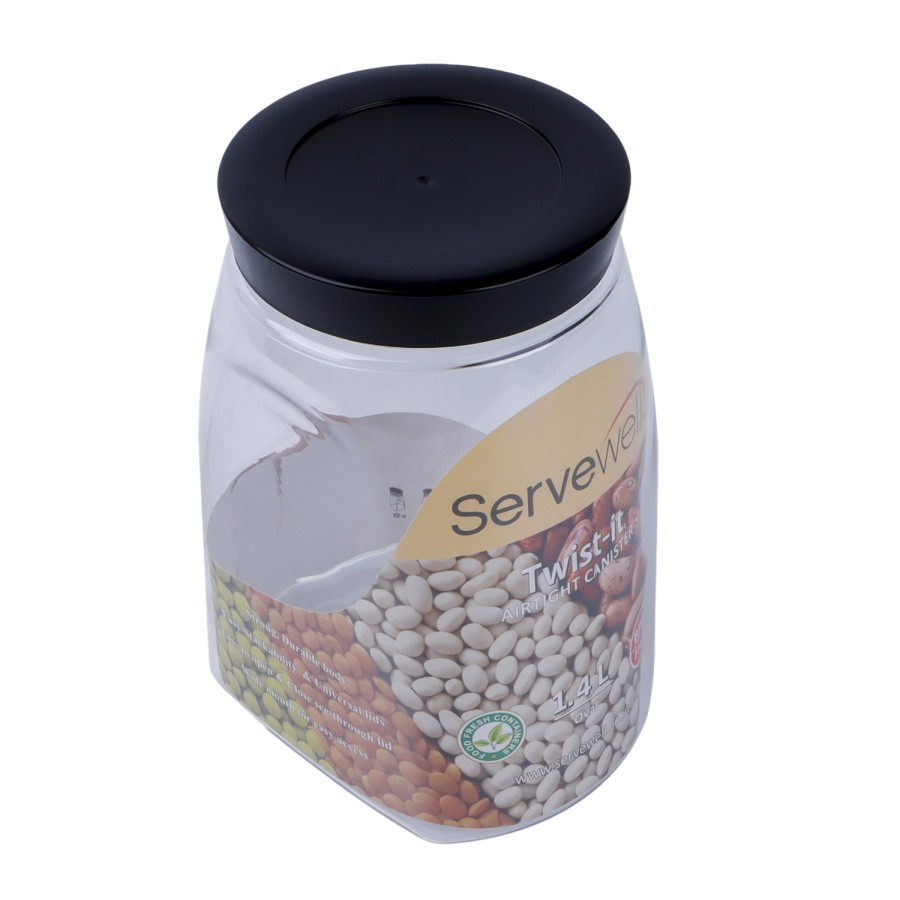 Servewell Airtight Canister Oval Transparent Container 1400ml