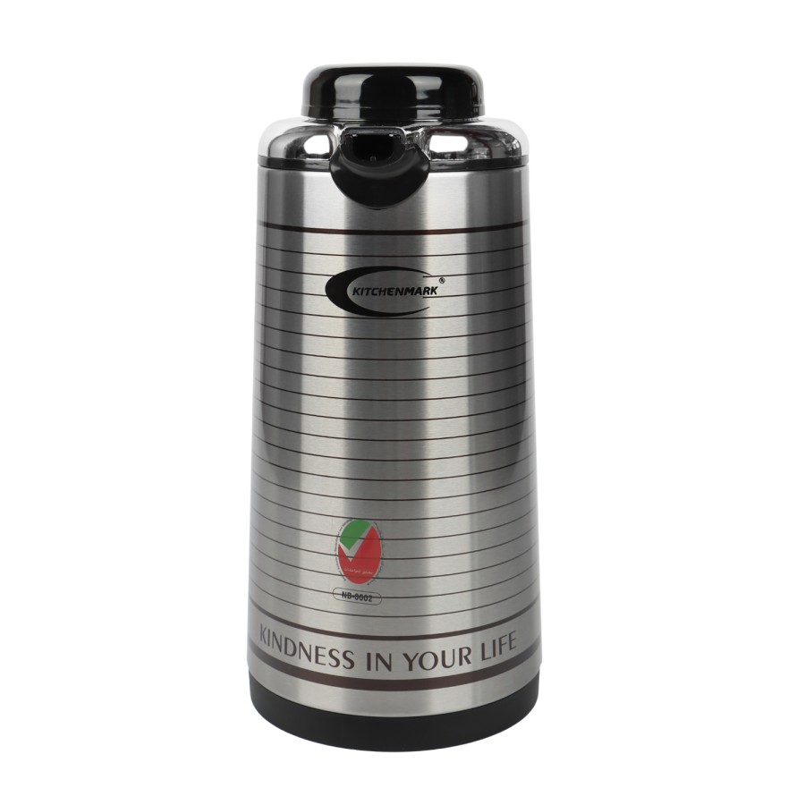 KITCHENMARK 1.3L Vacuum Flask - Silver Stripes