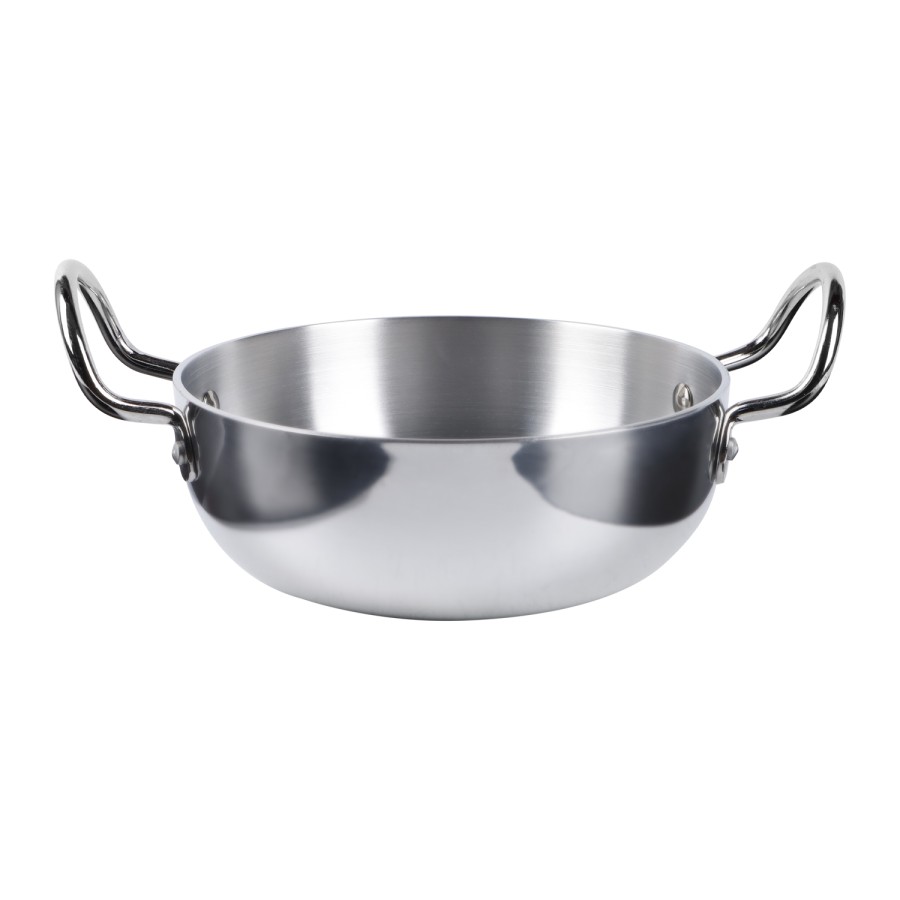 KITCHENMARK 3pc Aluminum Woks Deep Kadai Set 17cm, 19cm, 21cm - Mirror Polished