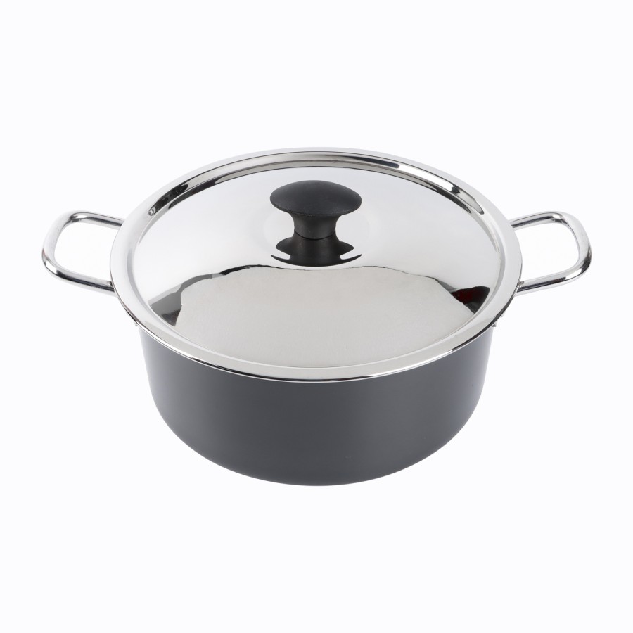 KITCHENMARK Hard Anodized Stockpot Aluminum Cooking Pot with Lid 26cm - Black