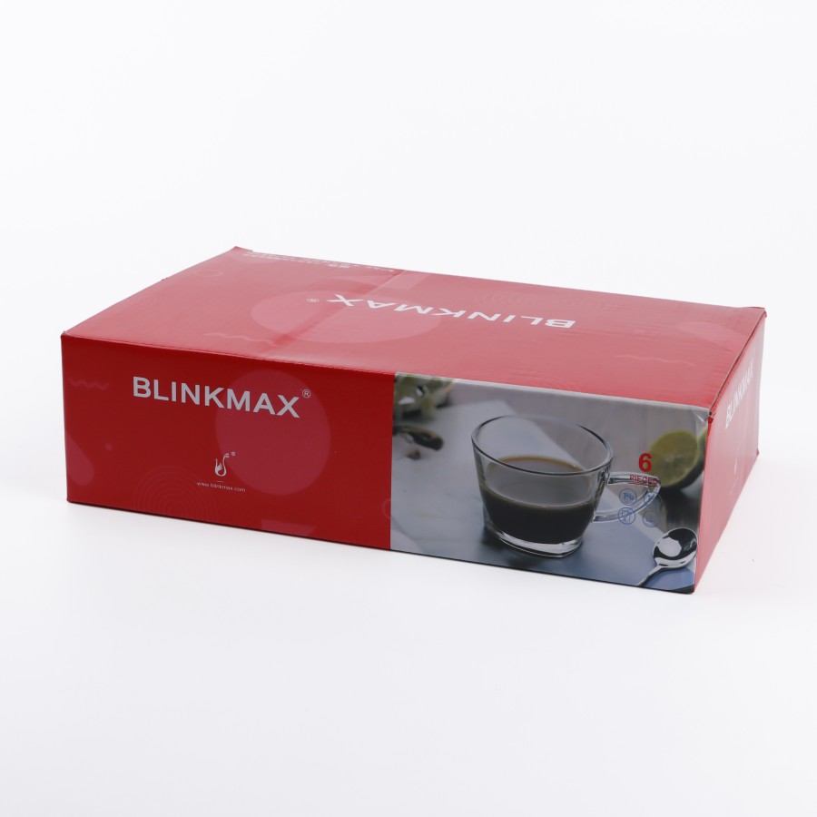 BLINKMAX 6pc Small Mug Glass Tumbler Set Transparent Drinkware 200ml