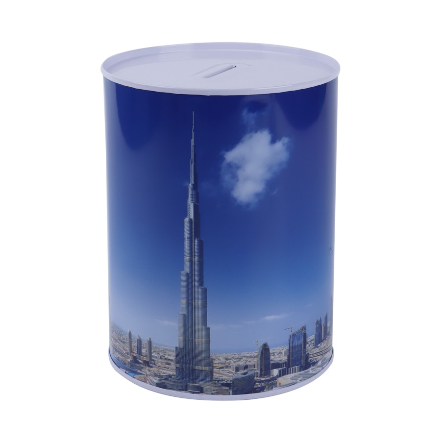 Generic Metallic Dubai Themed Coin Box Size XXL 16cm - 3 Color Pack