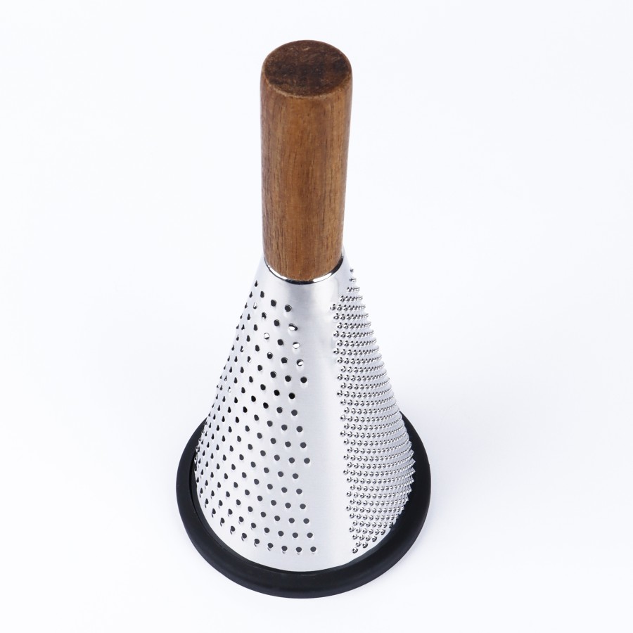 Generic Stainless Steel 3-way Grater with Wooden Handle 24cm