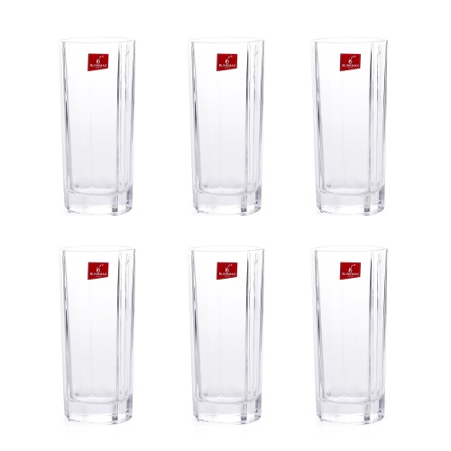 BLINKMAX 6pc Octogonal Glass Tumbler Set Transparent Drinkware 270ml