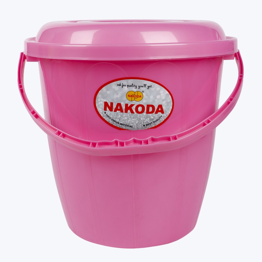 NAKODA Plastic Turbo Bucket With Lid  18L - Pink