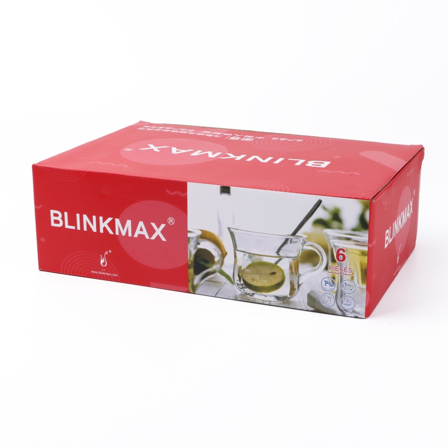 BLINKMAX 6pc Tea Cup Glass Tumbler Set Transparent Drinkware 180ml