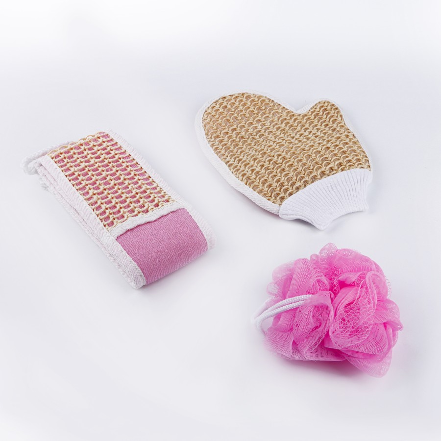 Generic 3pc Bath Leaf Loofah Scrubber Combo Pack - 3 Color Pack