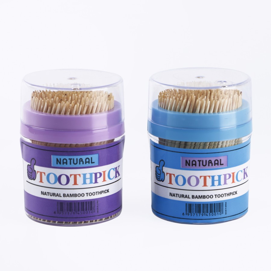 Generic 400pc Wooden Toothpick Multicolor Plastic Container - Pack of 10