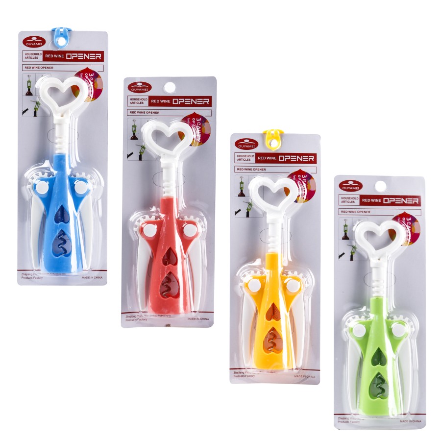 Generic Corkscrew Wine Bottle Opener - 4 Color Pack