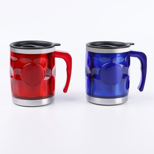 Generic Stainless Steel Travel Mug with Lid 400ml - 2 Color Pack