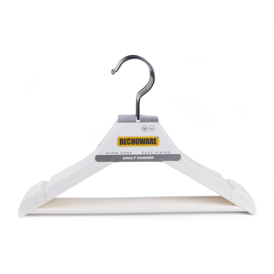 BECHOWARE 5pc Plastic Cloth Hanger 30cm - White