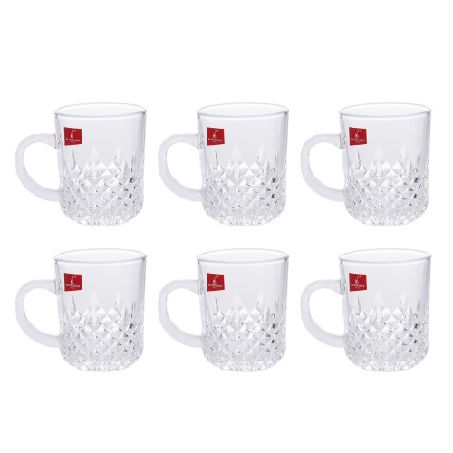 BLINKMAX 6pc Tea Cup Glass Tumbler Set Transparent Drinkware 230ml