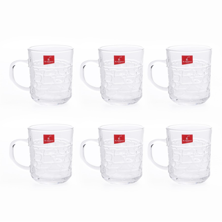 BLINKMAX 6pc Tea Glass Tumbler Set Transparent Drinkware 230ml