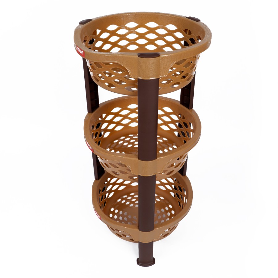 NAKODA Ultima Round Plastic Rack 3 Tier Small 60x27.5cm - Beige 