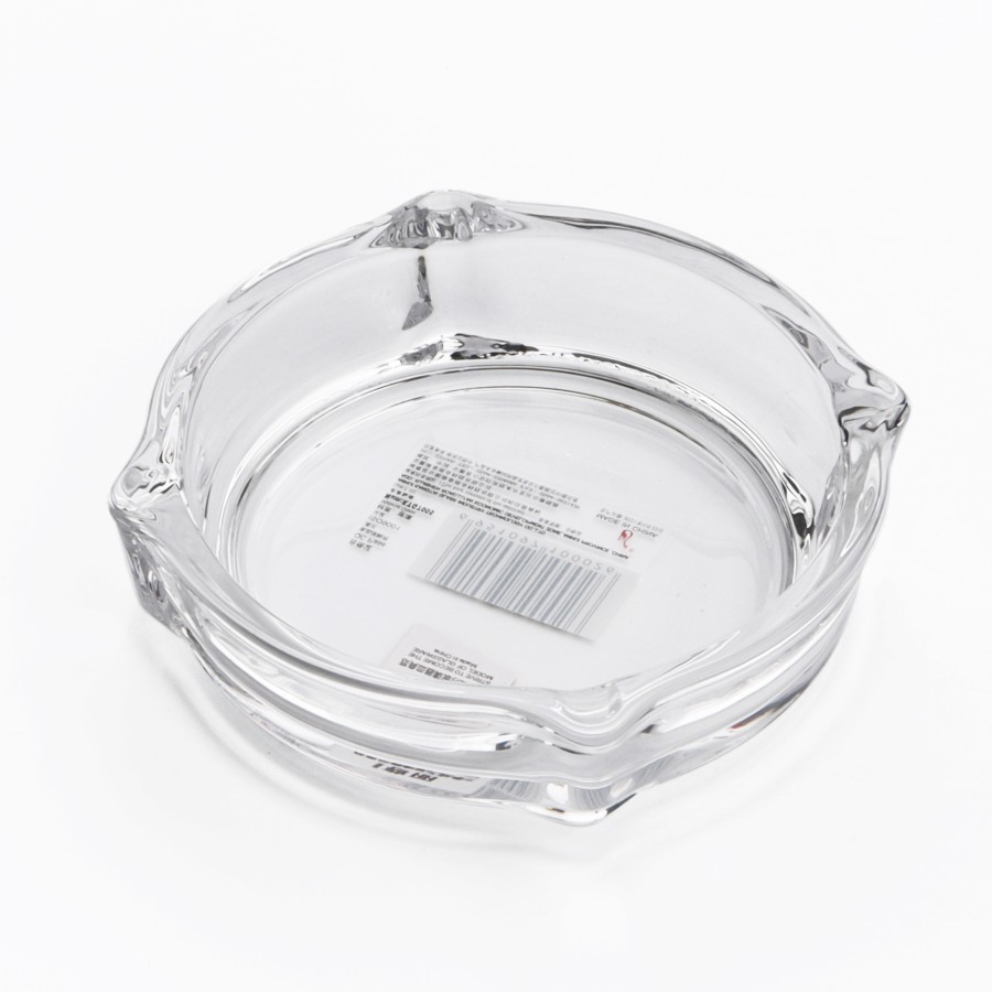 BLINKMAX Round Four Corner Transparent Glass Ashtray 10cm