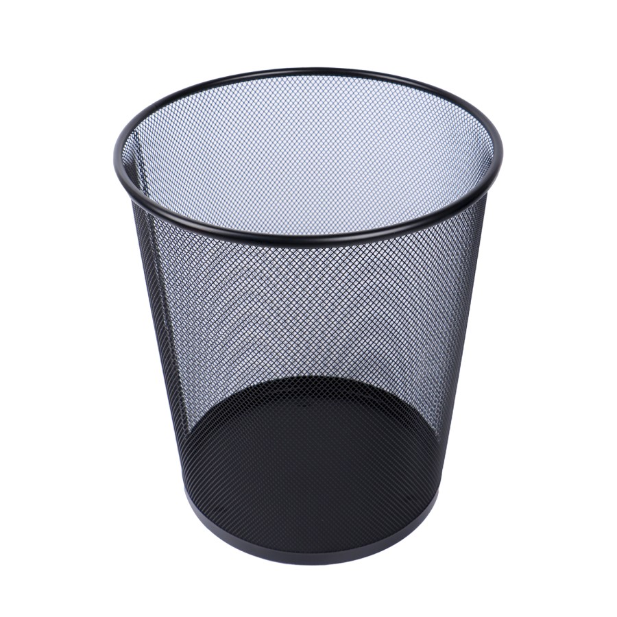 Generic Metal Mesh Waste Basket Dustbin 29x34cm - Black