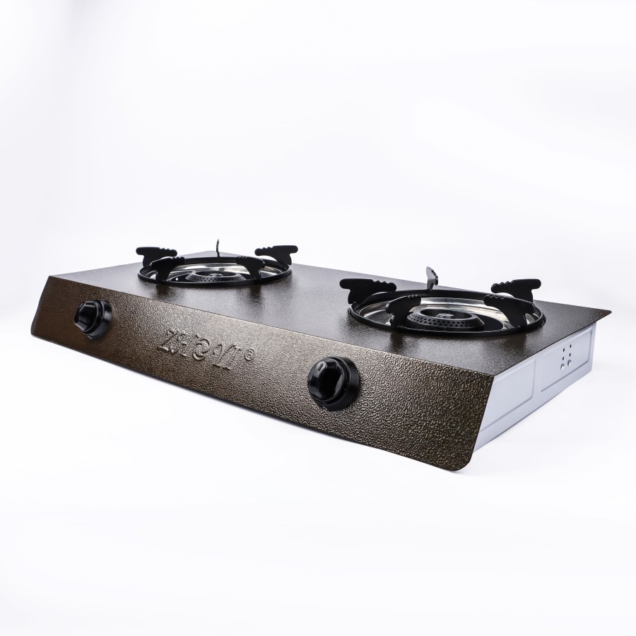 ZHOYI Stainless Steel Double Burner Tabletop Gas Stove - Brown