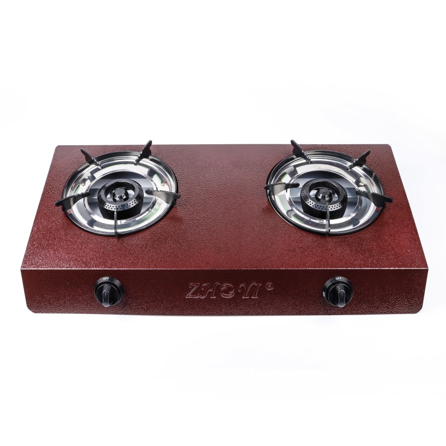 ZHOYI Stainless Steel Double Burner Tabletop Gas Stove - Red