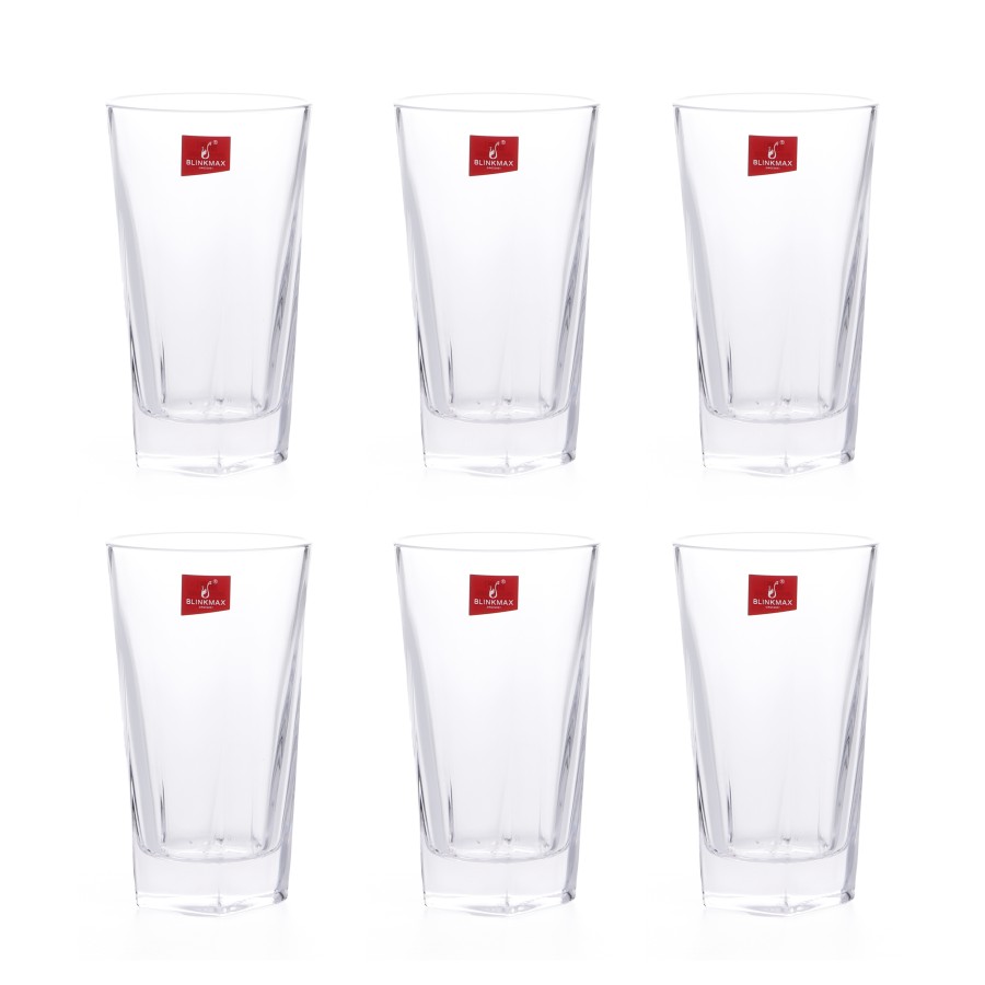 BLINKMAX 6pc Glass Tumbler Set Transparent Drinkware 265ml