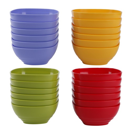 Generic Square Plastic Bowl 650ml 6pc Set - 4 Color Pack