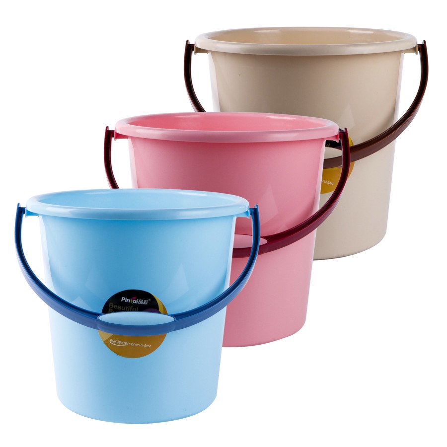 Generic Plastic Bucket with Handle 11L - 3 Color Pack