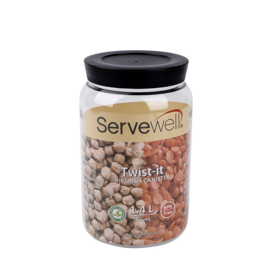 Servewell Airtight Canister Round Transparent Container 1400ml