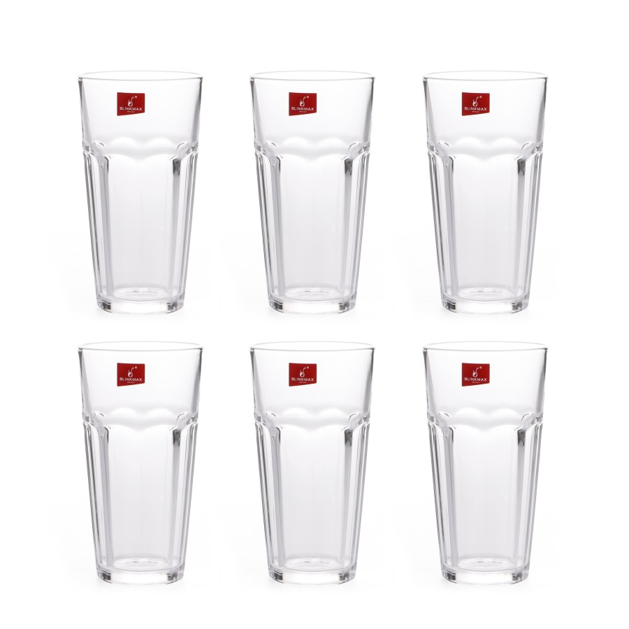 BLINKMAX 6pc Fruit Juice Glass Tumbler Set Transparent Drinkware 360ml