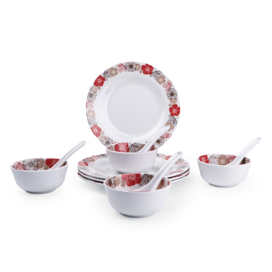 KITCHENMARK 16 pieces Melamine Dinner Set -  Orange Floral