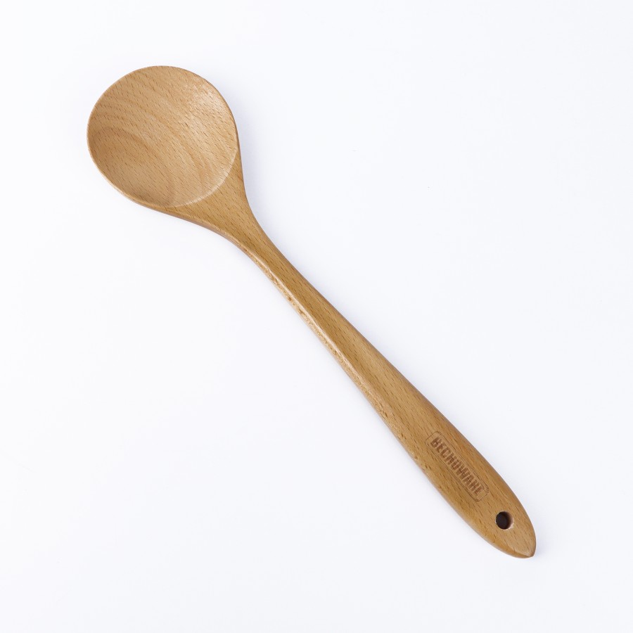 BECHOWARE Wooden Deep Basting Spoon 33cm